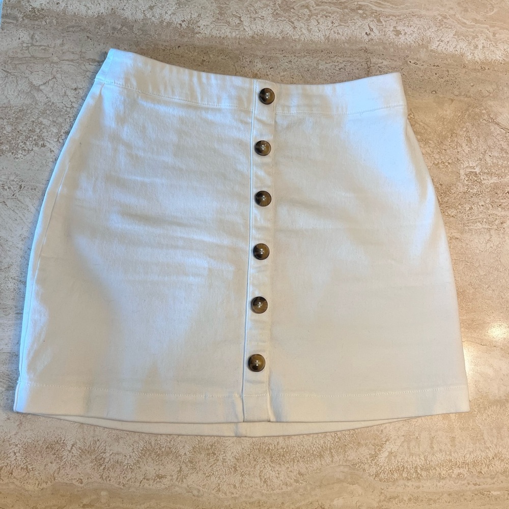 forever 21 white button down skirt